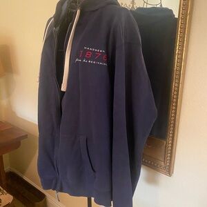 Men's Navy Hoodie with Red Accents